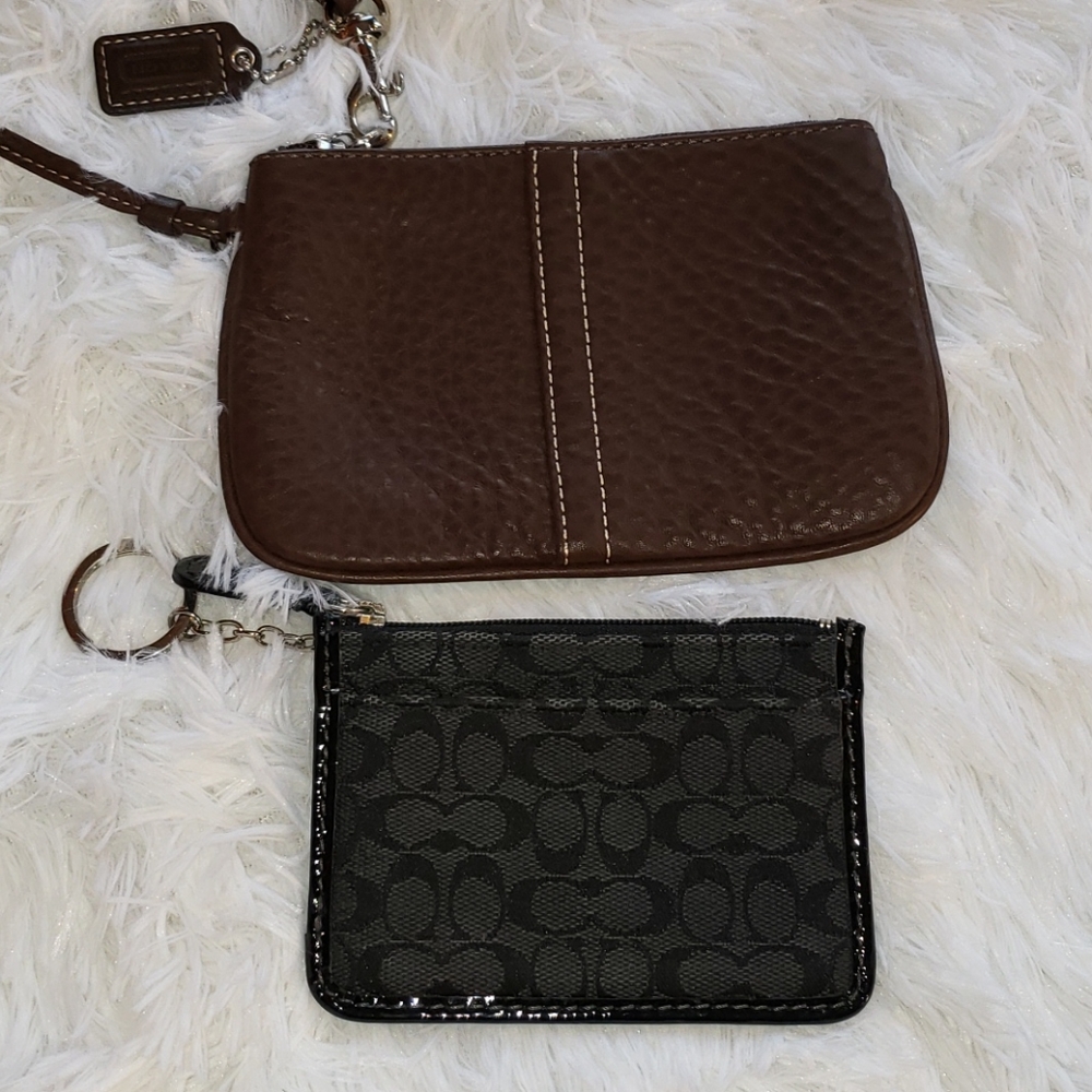 Coach 1 Brown wristlet and 1 Black mini ID wallet
